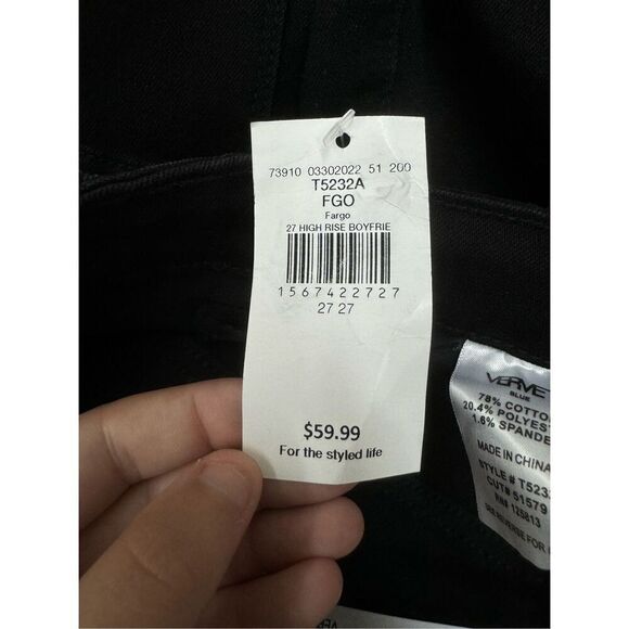 NWT Buckle Vervet Black Skeeter Stretch Boyfriend Distressed Black Jeans Size 27 - Picture 7 of 9